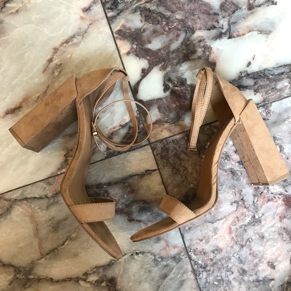 ASOS Barely There Block Heeled Sandals Beige 7 - Picture 8 of 10